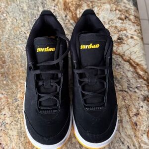 Jordan Black and Yellow Accent High-Top Sneakers 7Y Youth size.